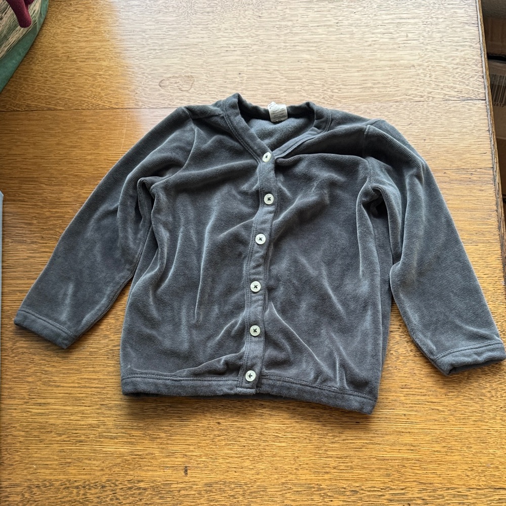Kate Quinn Gray Velour Kids Cardigan, 3T